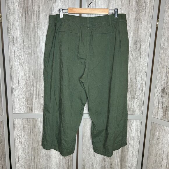 J. Jill Pants XL Petite Linen Stretch Wide Leg Pockets Green Color - Picture 5 of 8